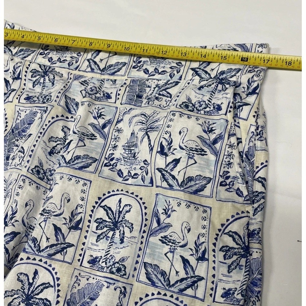 C&C California White & Blue Tile-Print Wide Leg Pants - Picture 3 of 7